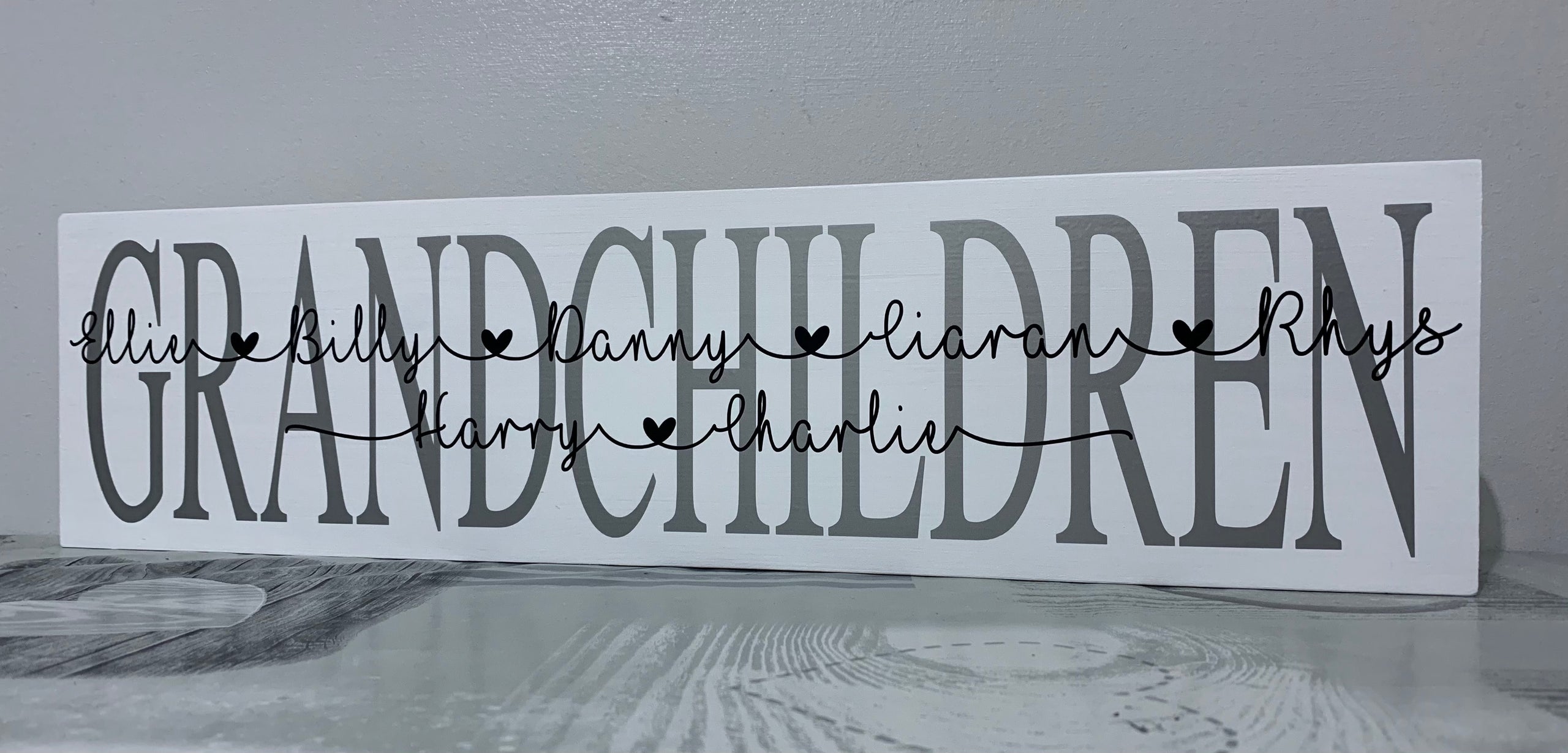 Personalised Grandchildren Name Wall Wooden Plaque Sign Gift